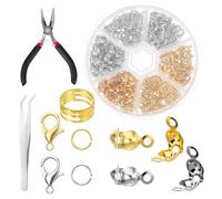 460 Pcs Gold Copper Crimp Beads Cover for Jewelry Making,Bracelet Clasps and Closures,Lobster Clasps,200 Pcs Bead Tips Knot Covers,200 Pcs Guage Open Jump Ring,60 Pcs Lobster Clasp with Tools, Pliers