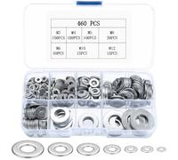 460 Piece Flat Washer Set, Washers Assortment, Carbon Steel Locking Washers Door Hinge Assortment, Metal Washers Spacers, M3 M4 M5 M6 M8 M10 M12