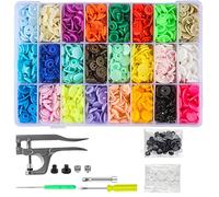 460 Sets Snap Fasteners Kit, MSDADA 24 Colors Poppers Fasteners, 4 Shapes Plastic Snap Buttons, T5 Press Studs Snap Fasteners No Sewing with Kam Snap Pliers for Clothing, Bibs, Diapers, DIY Crafts