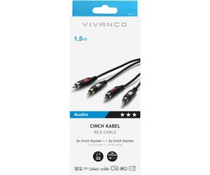 46012 RCA Connection Cable 1.5m Length Shielded Plug - Black