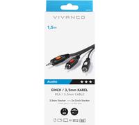 46030 3.5mm Plug to 2x RCA Connection 1.5m Audio Cable - Black