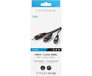 46030 3.5mm Plug to 2x RCA Connection 1.5m Audio Cable - Black