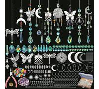 460PCS Crystal Suncatchers Making Kits, DIY Sun Catchers Making Supplies Kit Silver Butterfly Hummingbird Hanging Prism Ornament Crystal Ball Rainbow Maker for Window Home Garden Decor