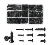 460Pcs Flat Black Wood Screws Set,Cross Head Self Tapping Assortment Kit | M3/M4/M5 Self Drilling Assorted,Phillips Countersunk,For Soft Metals Timber,Furniture Plastics Plasterboard