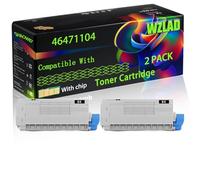 46471104 46471103 46471102 46471101 Compatible for Okidata OKI Toner Cartridge with Chip C823 C823DN C823N C833DN C833DT C833N C833 Printers (2 Pack Black)