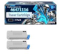 46471116 46471115 46471114 46471113 Toner Cartridge Compatible for Okidata OKI C813n Printers, With Chip Large Capacity 20000 Pages (2 Pack Black)