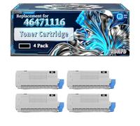 46471116 46471115 46471114 46471113 Toner Cartridge Compatible for Okidata OKI C813n Printers, With Chip Large Capacity 20000 Pages (4 Pack Black)