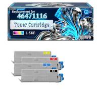 46471116 46471115 46471114 46471113 Toner Cartridge Compatible for Okidata OKI C813n Printers, With Chip Large Capacity 20000 Pages (4-Pack BK/C/M/Y)
