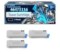 46471116 46471115 46471114 46471113 Toner Cartridge Compatible for Okidata OKI C813n Printers, With Chip Large Capacity 20000 Pages (3 Pack Black)