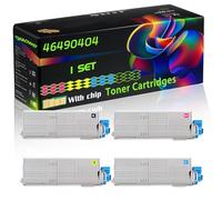 46490404 Compatible for Okidata OKI Toner Cartridges with Chip C532dn C542dn MC563dn MC563dnwO Printers (4-Pack BK/C/M/Y)