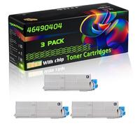46490404 Compatible for Okidata OKI Toner Cartridges with Chip C532dn C542dn MC563dn MC563dnwO Printers (3 Pack Black)