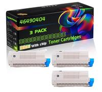 46490404 Compatible for Okidata OKI Toner Cartridges with Chip C532dn MC573dn C542dn MC563dn Printers (3 Pack Black)