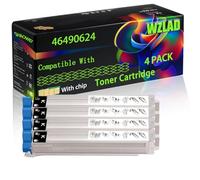 46490624 46490623 46490622 46490621 Compatible for Okidata OKI Toner Cartridge with Chip ES5432 ES5463 ES5442 Printers (4 Pack Black)