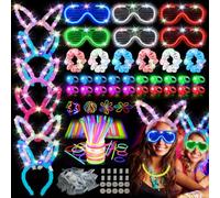 464PCS Upgrade Brighter Glow Sticks Bulk Party Pack: 200 Glow Sticks, 20 Glow Ring,6 Glow Glasses,6 Glow Pop Tubes,6 LED Scrunchies,6 Glow Headband,Neon Party Favors for Glow Party,Festivals,Raves