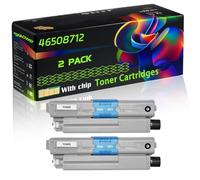 46508712 Compatible for Okidata OKI Toner Cartridges with Chip C332dn MC363dn C332dnw Printers (2 Pack Black)