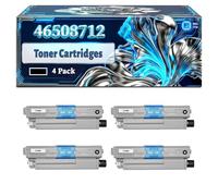 46508712 Toner Cartridges Compatible for Okidata OKI C332dn MC363dn C332dnw MC363dnw Printers, With Chip Large Capacity 4500 Pages (4 Pack Black)