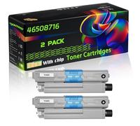 46508716 Compatible for Okidata OKI Toner Cartridges with Chip C332 C332dn MC363 MC363dn Printers (2 Pack Black)
