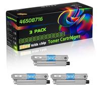 46508716 Compatible for Okidata OKI Toner Cartridges with Chip C332 C332dn MC363 MC363dn Printers (3 Pack Black)