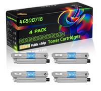 46508716 Compatible for Okidata OKI Toner Cartridges with Chip C332 C332dn MC363 MC363dn Printers (4 Pack Black)