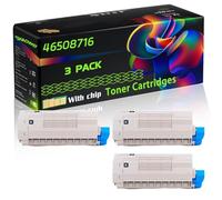 46508716 Compatible for Okidata OKI Toner Cartridges with Chip C332DN MC363DNW C332DNW Printers (3 Pack Black)