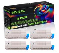 46508716 Compatible for Okidata OKI Toner Cartridges with Chip C332DN MC363DNW C332DNW Printers (4 Pack Black)