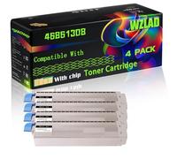 46861308 46861307 46861306 46861305 Compatible for Okidata OKI Toner Cartridge with Chip C834dnw C834nw Printers (4 Pack Black)