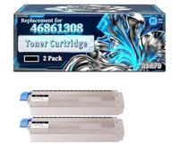 46861308 46861307 46861306 46861305 Toner Cartridge Compatible for Okidata OKI C834dnw C834nw C844dnw Printers, With Chip Large Capacity 20000 Pages (2 Pack Black)
