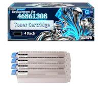 46861308 46861307 46861306 46861305 Toner Cartridge Compatible for Okidata OKI C834dnw C834nw C844dnw Printers, With Chip Large Capacity 20000 Pages (4 Pack Black)