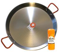 46cm - 65cm Paella Pan , Traditional Spanish Pan + 50g Jar of Paella Colouring