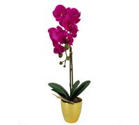 46cm Artificial Orchid Dark Pink / Silver Leaf Dark Pink One Size