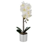 46cm Artificial Orchid White with Silver Pot Leaf White One Size