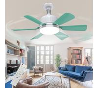 46cm Ceiling Fans with Lights Children's Room, Threaded Base E27 Fan Ceiling Light Dimmable, Small Fan Lights Ceiling for Bedroom 3 Speeds 3 Colours, Timed Silent Study 30w-Light blue