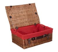 Wicker 46cm Double Steamed Picnic Basket with Cotton Lining Red Hamper Red One Size