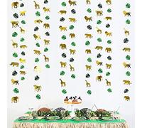 46Ft Gold and Green Animal Palm Leaf Garland Party Decorations Hanging Paper Banner Animal Bunting Streamers for Jungle Safari Animal Zoo Themed Wild One Forest Birthday Boys Baby Shower Summer Decor