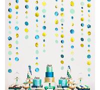 46Ft Green Gold Circle Dots Garland Party Decorations Hanging Paper Polka Dot Streamer for Birthday Bachelorette Engagement Wedding Baby Bridal Shower Anniversary Holiday Home Kids Room Nursery
