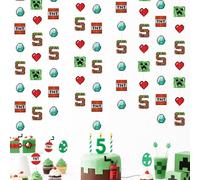 46Ft Pixel 5th Birthday Party Decorations Green Brown Miner Themed Garland Streamer for Kids Boys 5th Mining Craft Birthday Pixel Miner Gamer Cartoon Baby Shower Mining Party Decor Supplies