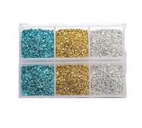 46g Crushed Glass Irregular Metallic Chips,Broken Glass Chips for Crafts Glass Gravel for Microscopic Landscaping,Decoration,Blue Sliver and Gold