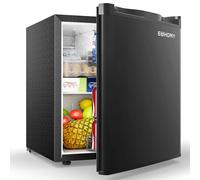 46L Mini Fridge, 7-Level Adjustable Thermostat, Low Noise (38 dB), Black | Reversible Door & Chiller Box, Perfect for Bedroom & Office, Energy Efficient [Energy Class E], Small Table Top Fridge