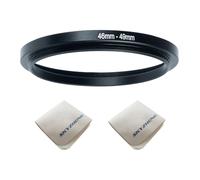 46mm Lens to 49mm Camera Lens Adapter 46mm to 49mm Step Up Ring Adapter Ring for All Brands of UV ND CPL, with Premium Lens Wiping Cloth 2 Pack (46mm-49mm)
