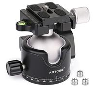 46mm Low Profile Tripod Head with 3 Screw Adapter 3/8 to 1/4 Professional Aluminium 360 Rotating Panoramic Ball Head Max Loading 20kg