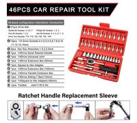 46Pcs 1/4" Metric Socket Small Drive Socket Ratchet Wrench Screwdriver Set