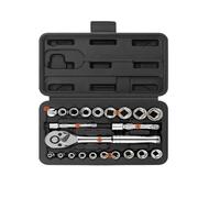 46Pcs/22Pcs 1/4" & 3/8" Drive Socket Wrench Set,Steel Professional Tool Kit with Black Compact Case for Auto Repair for Vehicle, Home, Garage(22PCS)