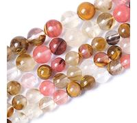 46PCS 8mm Natural Stone Beads Watermelon Tourmaline Gemstone Round Loose Spacer Beads for Jewelry Making DIY Bracelet Necklace 15 Inch Gu-k7598