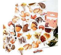 46pcs Autumn Stickers for Crafts - Waterproof Laptop Stickers, Scrapbook Accessories with Woodland Animals & Plants, Stickers for Scrapbooking, Journal and Card Decor
