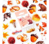 46pcs Autumn Theme Stickers for Crafts, Vintage Various Autumn Theme Stickers for Crafts & Scrapbooking, for DIY Projects, Journals, Home Decor - Seasonal Fall Leaves, Pumpkins & Harvest Motifs