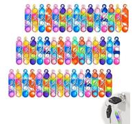 46Pcs Bulk Pop Keyring Mini Push Pop Keychain, Party Bag Fillers Fidget Keyring for Kids Classroom Prizes, Silicone Sensory Keychain for Adults Kids