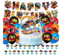 46PCS Cartoon Birthday Party Decorations, Party Supplies Include Birthday Banner Cupcake Toppers Latex Balloons Cake Topper Kids Boys Girls