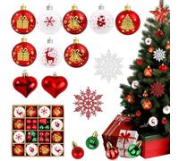46pcs Christmas Baubles, Ø 3-6cm Shatterproof Christmas Tree Balls, Red & White & Green Baubles Set, Xmas Tree Decorations for Indoor Outdoor