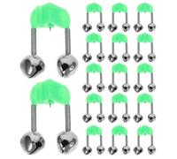 46pcs Fishing Bite Alarm Bells with Clip on Attachment for Rods Green | ABS Construction, Threaded Design, Twin Bell Sound, Wear Resistant, Suitable, Shore Anglers, Day or Boat Fishing