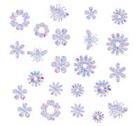46pcs Flowers and Bees Window Clings, Anti Collision Window Clings Rainbow Prism Window Stickers Static Spring Glass Decals to Prevent Bird Strikes Indoor Decorations
